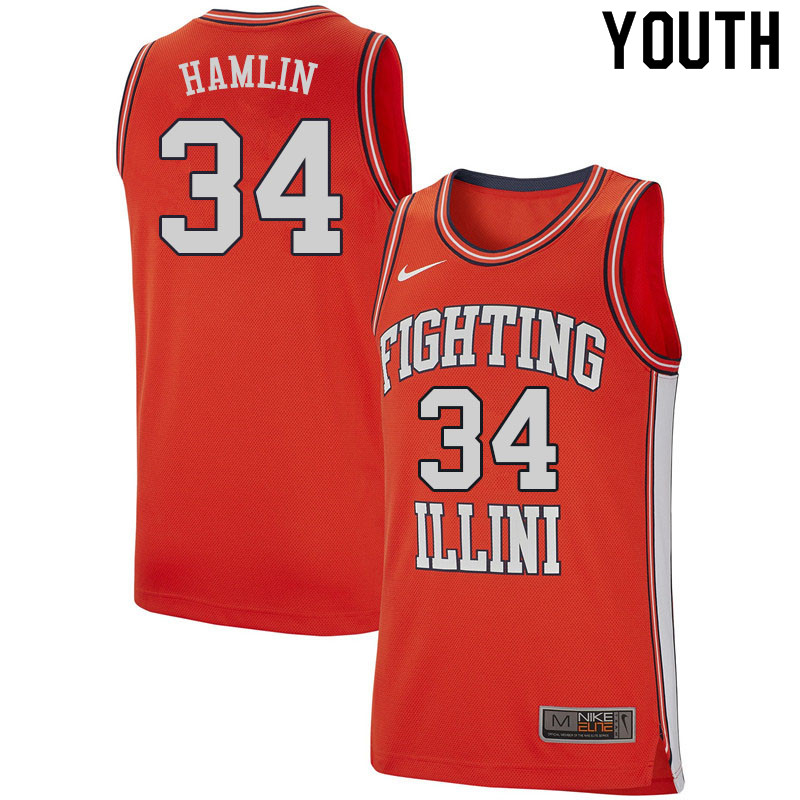 Youth #34 Jermaine Hamlin Illinois Fighting Illini College Basketball Jerseys Sale-Retro